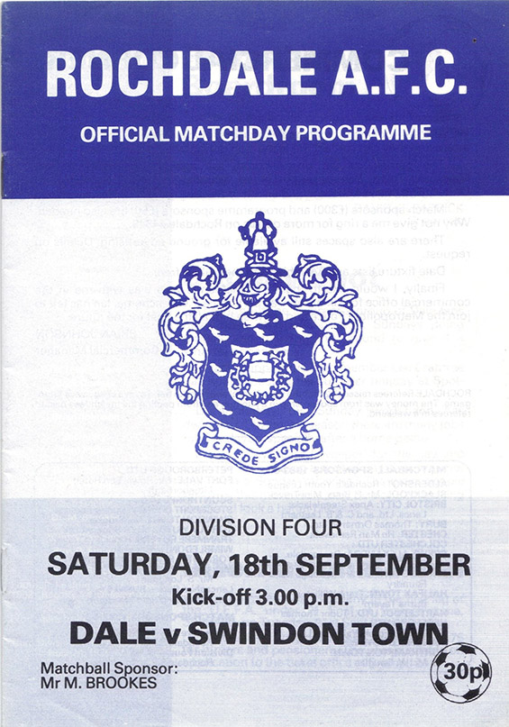 <b>Saturday, September 18, 1982</b><br />vs. Rochdale (Away)